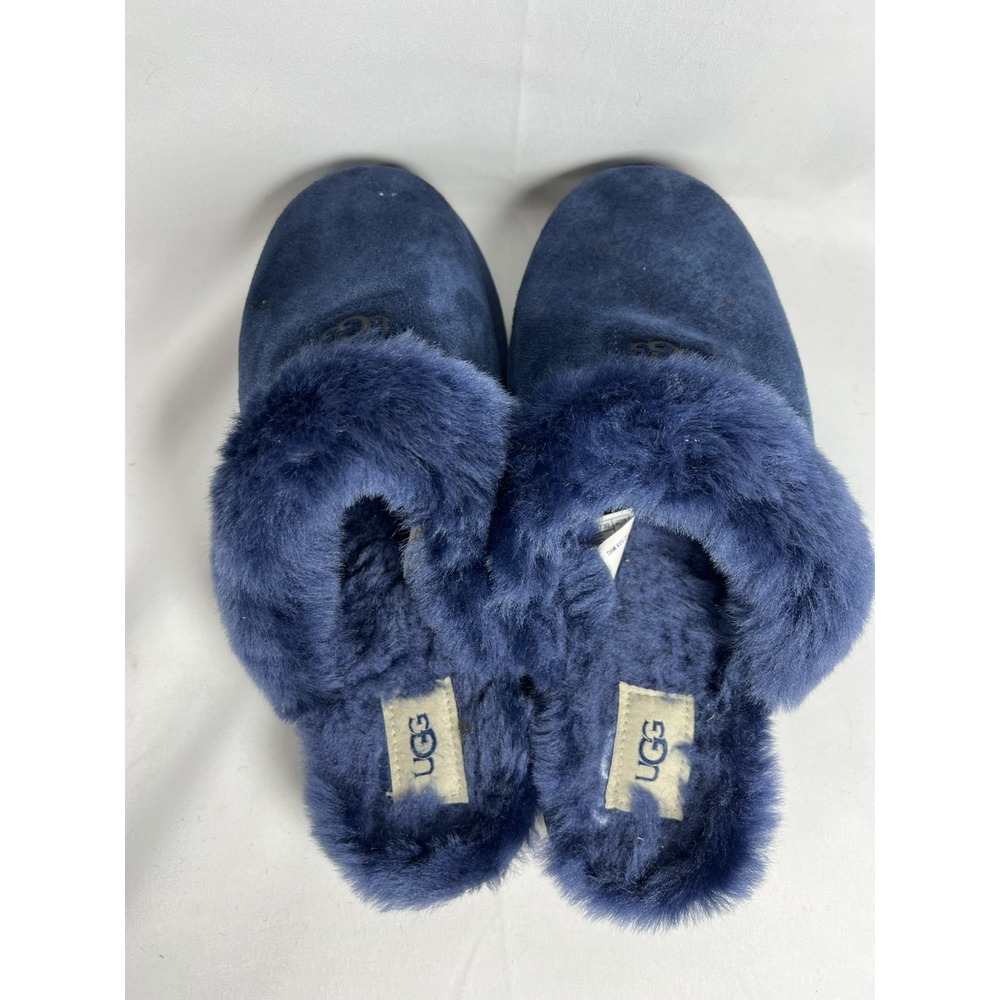 UGG AUSTRALIA REAL Sheepskin! Slide Slippers  Womens Sz 9 Shoes Navy VGUC - Picture 13 of 15